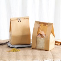 크라프트 투명창 종이봉투 무지 베이지 식빵 빵 쿠키, 250g 팩