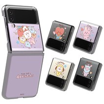 BT21 베이비 스케치 갤럭시 Z플립3 투명 슬림 휴대폰 케이스 치미 타타 슈키 쿠키 코야 알제이 망 그룹 삼성 정품 호환, 갤럭시 Z 플립3, 스케치 치미