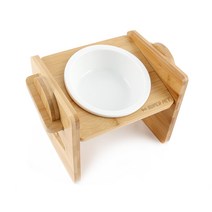 도그아이 강아지 고양이 대나무 식기 (밥그릇포함), 1개, 1구형(도자기그릇)