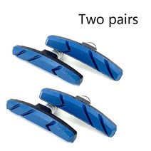 자전거 mtb 산악 1/2 쌍 내구성 침묵하는 브레이크 패드 V 홀더 신발 블록 고무 오래가는 성능 좋은, Blue-2
