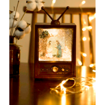 [소마코리아] 빈티지 1978 TV 워터볼 오르골 볼륨조절 LED 무드등 캐롤 메들리, C 구유