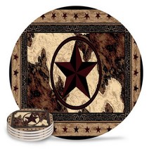 티 컵받침 식탁 매트 테이블 웨어 코스터 빈티지 웨스턴 텍사스 스타 우드 그레인 플레이스 세라믹 음료 컵 받침 장식 흡습성 수분 68 피스, 4 PCS, LEO04160BDAZ1