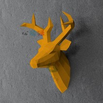 헌팅트로피 사슴 머리 벽 종이 장식 diy 인테리어, 펄 골드