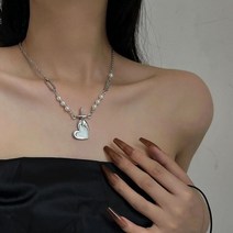 여성을 위한 패션 쉘 불규칙한 심장 펜던트 목걸이 섬세한 진주 쇄골 두툼한 링크 체인 콜리어 매력 쥬얼리 선물