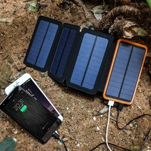 태양열충전기 25000MAH 태양 Panle 휴대 보조베터리 야외 캠핑 전지 충전기 5V 2A USBSolar 충전 키트 접이식, [04] 25000MAH-4SOLARPANEL, [01] ORANGE COLOR