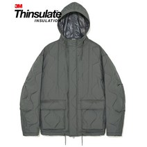 PARTIMENTO 3M 신슐레이트 퀄티드 코드 후드 집업 자켓 차콜 3M Thinsulate Quilted Cord Hood Zip Jacket Charcoal