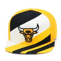 Mitchell Ness 시카고 불스 스냅백 모자 캡 Stripez 옐로우 화이트 블랙