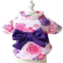 MaruPet Brocade Japanese Kimono for Girl Floral Pet Halloween Costume Bowknot Dog Dress for Small E, 1, White