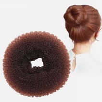 도매팜 스펀지 도넛모양 똥머리 셀프 스타일링 밴드 머리끈, 베이지, 1개+1개