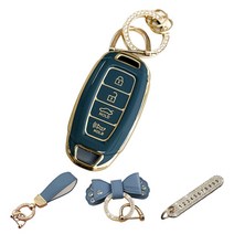 루루형제 현대 차 키케이스 스마트 자동차 쏘나타 그랜저IG 싼타페 코나 투싼 아반떼 팰리세이드 키커버 키홀더 키링, 키케이스+번호키링+가죽리본키링+가죽스트랩, AH-01 [4버튼-트렁크], 스카이그레이