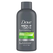 DOVE MEN + CARE Fortifying 2 in 1 샴푸 및 컨디셔너 일반 모발에서 지성 모발용 신선하고 깨끗한 카페인 함유 얇은 모발 강화에 도움 85g(3온스), 3 Fl Oz (Pack of 1)