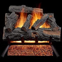 HearthSense 마운틴 오크 통기성 가스 통나무 세트 (45.7cm(18인치)), 01 18 Inches