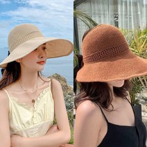 똑소녀 여성 썬캡 리본 벨크로 돌돌이 여름 예쁜 밀짚모자