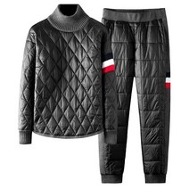 남성 겨울 캐주얼 빅사이즈 패딩맨투맨 패딩바지 투피스 기모 누빔 퀄팅 맨투맨 트레이닝 상하의세트