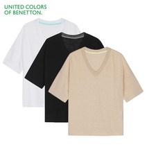 베네통 V넥 베이직 티셔츠 BATSA8231