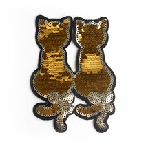 골드 미니 고양이 반전 스팽글 와펜 SPYW-129