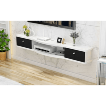 벽걸이 TV 캐비닛 진열대 수납 보관 거실장 인테리어, 레드 티크 120x24x18 티크 바닥 도어