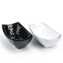 KO 키친쿡 심플하고 모던한 디자인의 멜라민 그릇 ~ 직사각 사라 다볼 검정색 흰색 샐러드볼 블랙 유광 돌산 고급 접시 업소용, 1개, 직사각사라다볼 백색 (6896)