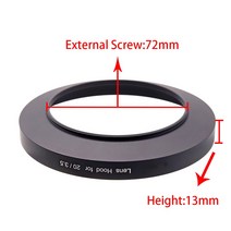 72mm 니콘 20mm F3.5 렌즈용 금속 렌즈 후드 95mm 필터 스레드 포함