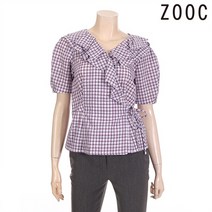 주크 체크프릴 랩스타일 블라우스 Z212MSC025 PP