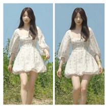 신지연원피스 솔로지옥 화이트 플라워 김다미 강소연 송혜교 손예진스 벌룬 소매 YF314