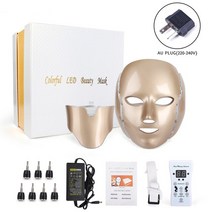 LED마스크 LED재생레이저 피부관리기 LED 페이셜 마스크 7 색 적외선 빛 광자 치료 전기 목 피부 회춘 얼굴 안티 에이징 주름 제거 광선 요법 뷰티 여드름 밝게 기계를 강화, Golden AU box