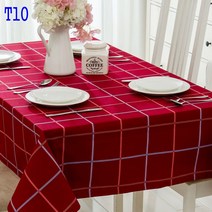 SKANDSALO 식탁보 모던 체크무늬 심플 도트 스트라이프 순면 캔버스 티테이블보 성탄 인테리어 테이블 천다기, T10-체크-레드, C09-120*160