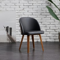 가구로드 하프문체어 카페의자 디자인의자 식탁의자 가죽의자 북유럽의자, 하프문체어-월넛[블랙PU]