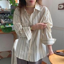여성 스트라이프 블라우스 셔츠 긴팔 스타일 캐주얼 트렌드 봄