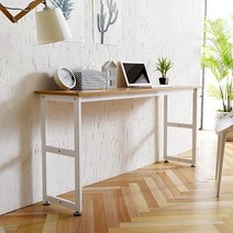 호비마켓 폭좁은 긴 책상 책상겸테이블, 테이블 화이트/상판 아카시아