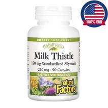 네추럴팩터스 밀크씨슬 밀크시슬 실리빈 실리마린 250mg 터메릭 단델리온 민들레 90캡슐, 250mg 90캡슐