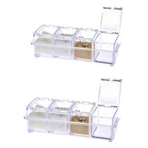 투명한 4 In 1 조미료 상자 소금 설탕 조미료 용기 숟가락 주방 용품 조미료 보관 상자 New, 스페인, 2Sets