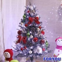 ForU561 중형트리풀세트 리얼레드 그레이슬림트리 크리스마스소품 가정용 쉬운설치, 사방장식세트(중앙에 설치)*LED믹스(4컬러)