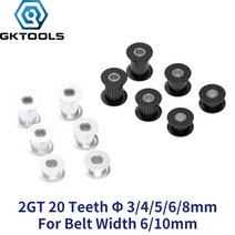 풀리 2gt 20 톱니 동기식 휠 들러 블랙 보어 3mm 4mm 5mm gt2 타이밍 벨트 폭 10mm 20teeth 20t 용 베어링 없음, 톱니가 있는 5mm 보어, 10mm 실버