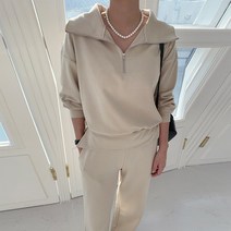 하이데일리 여성 아노락 와이드 러듀 스판 반집업 트레이닝 세트