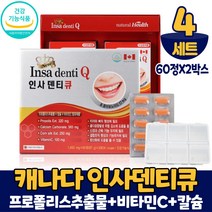 캐나다 인사덴티큐 120정 프로폴리스 추출물 칼슘 비타민C 치아 건강 도움 영양제 대용량, 4개, 120정+알약케이스증정