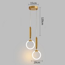 파워딜 골드 행잉 링 펜던트 조명 따뜻한 화이트 LED 램프 레스토랑 바 카페 U 모양, 06 B-2 heads_01 차가운 흰색