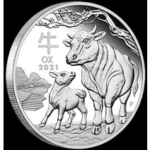 동전수집 호주 설날 1OZ 999 화 2021 년 황소 황소 은도금 동전 희귀동전