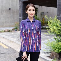 엄마옷 모슬린 프린트 카라 티셔츠 TK108132마담 미시옷 50대 중년여성의류 60대 엄마옷 빅사이즈 할머니옷 여성옷