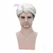 남자가발가격 남성가발 남자 헤어 중년 남성용 합성 가발 자연스러운 검정색 숏 곱슬 머리 패션 스타일, 한개옵션1, 32 9630