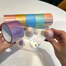 유니커블 7.2 6 4.8 cm 파스텔 펄 끈끈이 볼 테이프 공 만들기 장난감 찐득이 말랑이 주물럭 공놀이 키덜트 뽁뽁이 팝잇 재미있는 촉감 집콕 놀이 스트레스해소 아트 토이 재료, 펄컬러6CM WC488-2