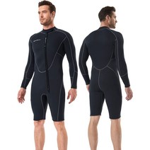프리다이빙슈트 웻슈트 웻수트 Seaskin 3mm Long Sleeve Shorty Wetsuit for Mens, 01 Black_05 Large