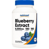 블루베리 추출물 8000mg 강도 180 캡슐 - 채식주의자 160mg 50:1 추출물 글루텐 프리 및 비 GMO