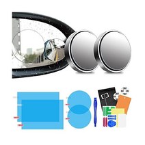 2pcs 블라인드 스폿 미러 4pcs 자동차 백미러 필름 360 ° HD 광각 프레임 볼록 백미러 나노 코팅 필름 방수 Fogproof SUV 및 트럭 (은색)
