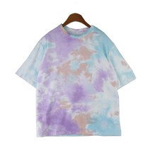 귀여운 물감 그림 포인트 여자 반팔 티셔츠 휴가패션