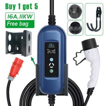 점프스타터 가정용 완속충전기 번개쎈놈 픽셔11kw 3p type2 휴대용 ev 충전기, 16a 5m 케이블, 유형2