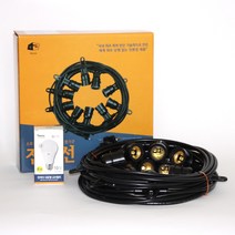 국내제작 10m 10소켓 LED전구 10W 포함 전등선 오징어등 루프탑 파티라이트 캠핑 펜션 카페 조명, 전구색(노란빛)