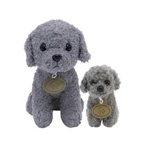 기프트앤돌 진짜같은 리얼 토이푸들인형 애착 동물 강아지인형, 그레이 가방고리13cm & 중형인형 25cm