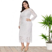 6XL 빅사이즈 긴팔 레이스 엄마 돌잔치 드레스 상견례 이브닝 결혼식2부 브라이덜샤워 원피스