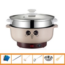 multicooker 논스틱 코팅 밥솥 전골 다기능 전기 프라이팬 음식 기선 요리 냄비 국수 수프 보일러, 스티머가 달린 카키색, 3리터